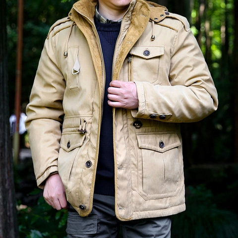 Parka Invernale da Uomo Giacca con Cappuccio Cappotto Workwear Antivento Impermeabile Caldo Misto Poliestere Cotone Fodera in Pile Sherpa Outdoor Quotidiano