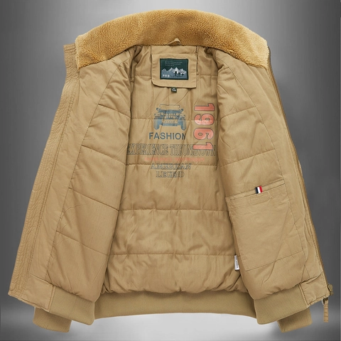 Men Winter Bomber Jacket Cotton Padded Quilted Lining Sherpa Collar Pilot Workwear Coat Vintage Casual Outerwear Warm Parka