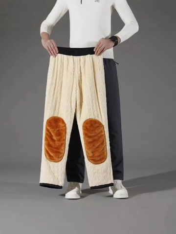 Pantalones Acolchados de Invierno para Hombre con Forro de Felpa Cálidos Pantalones Deportivos Cortavientos e Impermeables con Rodilleras