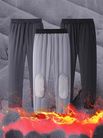 Herren Fleece Gefütterte Wattierte Jogginghose Verdickte Warme Winter Outdoor Casual Jogger Mit Kordelzug Rippbündchen Gerade Bein
