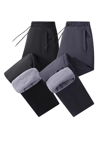 Herren Fleece Gefütterte Wattierte Jogginghose Verdickte Warme Winter Outdoor Casual Jogger Mit Kordelzug Rippbündchen Gerade Bein
