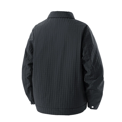 Herren Winter Fleece Gefütterte Wattierte Jacke Waffelgitter Texturiert Gesteppt Warm Mantel Revers Business Casual Oberbekleidung