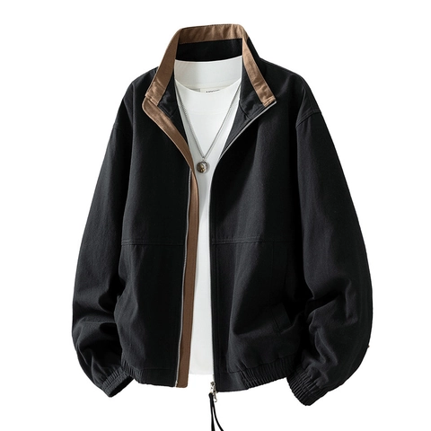 Heren Casual Jas met Opstaande Kraag Katoen Lichtgewicht Winddicht Outdoor Workwear Jas Voor Herfst Lente Dagelijks Gebruik