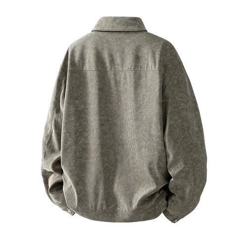 Giacca di Velluto a Coste Vintage da Uomo Cappotto da Lavoro Casual Tinta Unita Manica Lunga Autunno Primavera