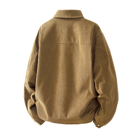 Giacca da Uomo in Velluto a Coste Rétro Casual Revers Manica Lunga Multitasche Tinta Unita Monopetto per Primavera Autunno