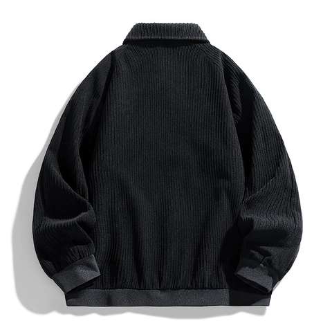 Vintage Corduroy Jacket Men Casual Loose Fit Workwear Style Contrast Buttons Flap Pockets Outerwear Coat For Spring Fall