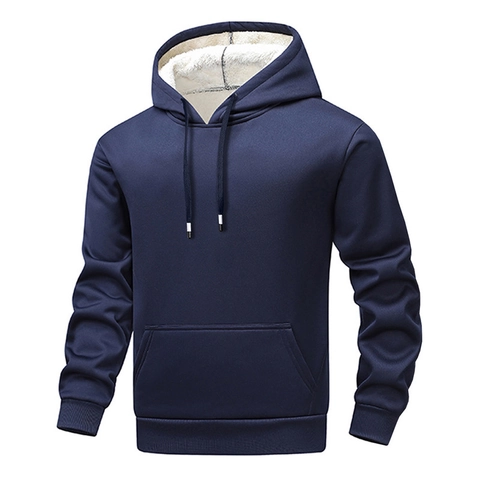 Ανδρικό Fleece Hoodie με επένδυση Sherpa Πουλόβερ με κουκούλα Χειμερινό ζεστό casual αθλητικό τοπ μονόχρωμο μακρυμάνικο
