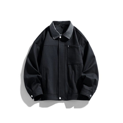 Heren Casual Werkkleding Jas Katoen Gewassen Winddicht Contrast Corduroy Kraag Jas met Meerdere Zakken