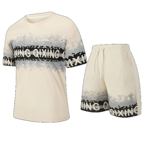 Completo Sportivo da Uomo in Due Pezzi in Poliestere Mesh Traspirante Maglietta ad Asciugatura Rapida e Pantaloncini con Coulisse