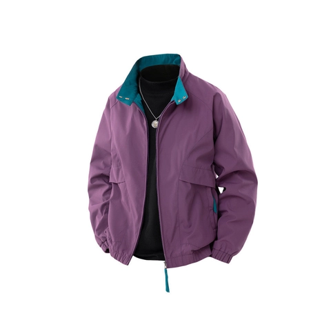 Chaqueta Casual para Hombre con Cuello Alzado Resistente al Viento e Impermeabile de Poliéster Estilo Harrington Bloque de Color