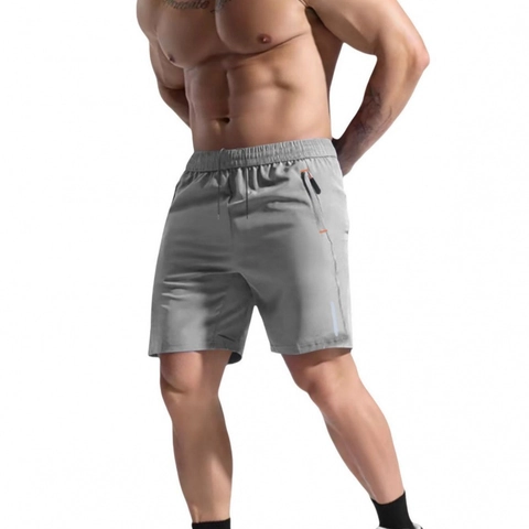 Men Quick Dry Sport Shorts Polyester Reflective Zipper Pocket Running Gym Workout Shorts Summer Casual Straight Leg Pants