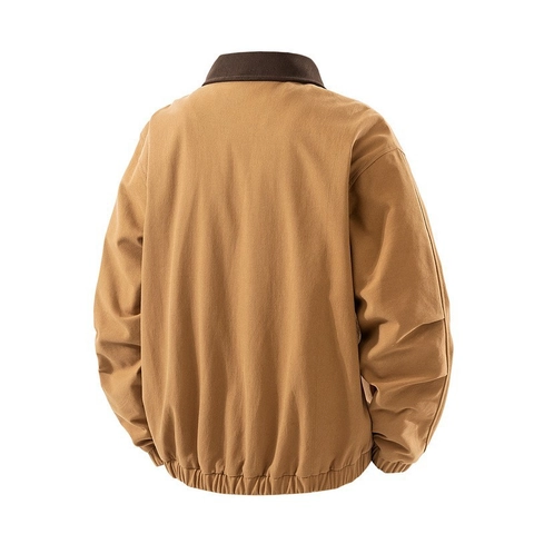 Men Vintage Cargo Jacket Cotton Canvas Workwear Pilot Jacket Contrast Corduroy Collar Zip Up Coat Outerwear Casual Loose Fit