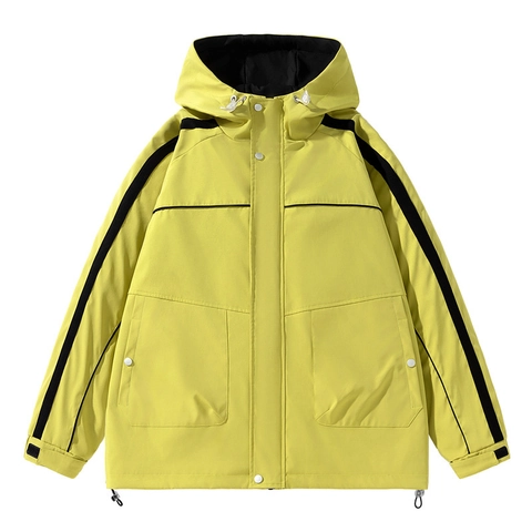 Ανδρικό Αντιανεμικό Μπουφάν με Κουκούλα Outdoor Color Block Ρίγες Αδιάβροχο Αντιανεμικό Χαλαρή Εφαρμογή Casual Αθλητικό Παλτό Techwear
