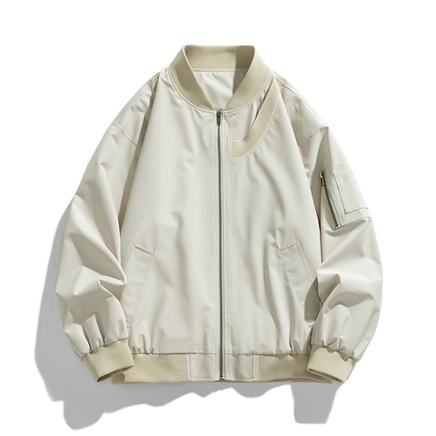 Ανδρικό American Vintage Bomber Ζακέτα Πολυεστέρας Ριμπ Τελείωμα Ζακέτα Πτήσης Με Τσέπη Μανικιού Casual Αντιανεμικά Εξωτερικά Ρούχα
