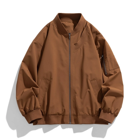Ανδρικό American Vintage Bomber Ζακέτα Πολυεστέρας Ριμπ Τελείωμα Ζακέτα Πτήσης Με Τσέπη Μανικιού Casual Αντιανεμικά Εξωτερικά Ρούχα