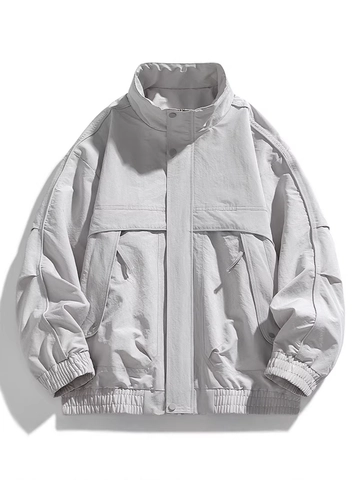 Chaqueta de Trabajo Vintage Americana para Hombre Impermeable Resistente al Viento Casual Holgada Cuello Alto Multi Bolsillo