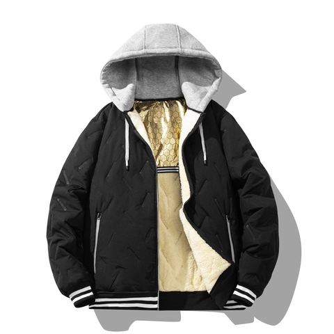 Veste Rembourrée en Coton à Capuche pour Hommes Doublure Thermique en Graphène Polaire Sherpa Manteau d'Hiver Coupe-vent