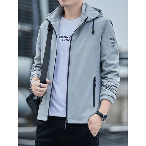 Veste Coupe-vent Décontractée pour Hommes Coupe Ajustée avec Capuche Amovible Manteau Doublé en Polaire Mode Sportive Impression de Lettres