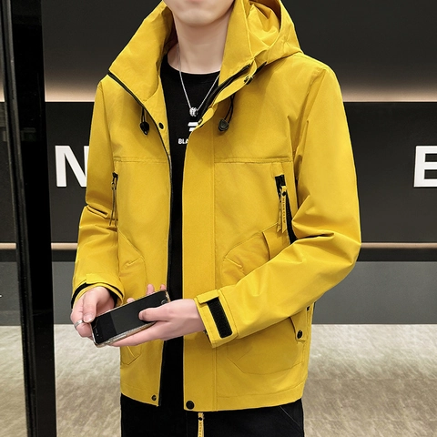 Heren Capuchon Windjack Polyester Winddicht Waterdicht Outdoor Casual Sportswear Streetwear Jas Voor Herfst Lente