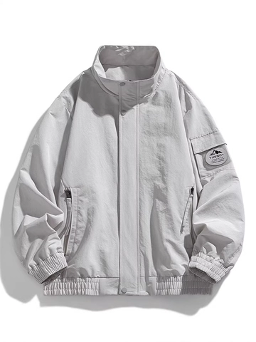 Men Work Jacket Polyester Stand Collar Windproof Waterproof Outdoor Mountaineering Coat Casual Streetwear Sporty Male Outerwear