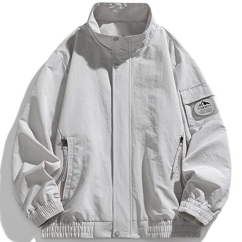 Heren Casual Winddicht Opstaande Kraag Utility Cargo Jas Lente Herfst Outdoor Sport Capuchon Rits Jas
