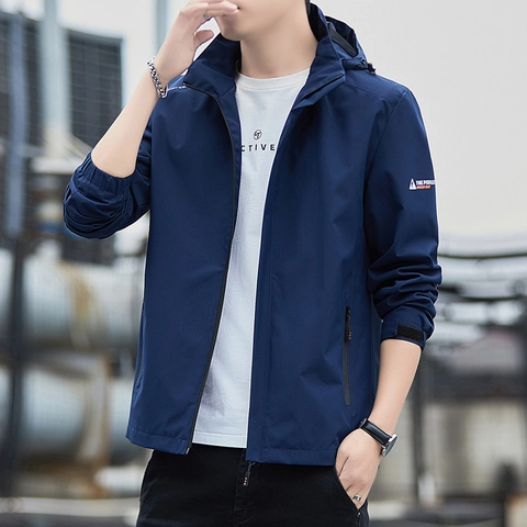 Veste à Capuche Extérieure Coupe-vent Imperméable pour Hommes Coupe Ajustée Casual avec Poches Multiples pour Automne Printemps