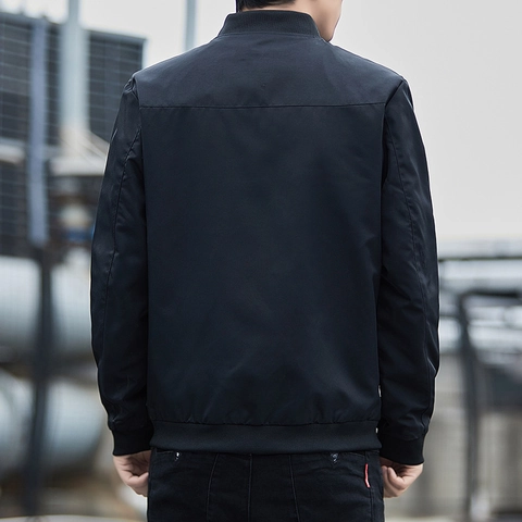 Casual Stand Collar Jacket Vinylon Polyester Waterproof Windproof Outdoor Bomber Outerwear Fashion Solid Zip Coat Youth