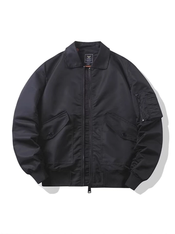 Herren Bomberjacke Winddichte Nylon Fliegerjacke Militär Stil Oberbekleidung Mantel Mit Orangem Futter Für Herbst Alltag