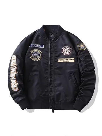 Chaqueta Bomber MA-1 para Hombre Con Bordado Pesado de Dragón Chaqueta de Vuelo Vintage Cortavientos de Nailon para Hombre