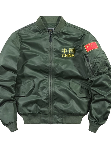 Chaqueta de Vuelo MA-1 para Hombre Nailon Resistente al Viento Piloto Bomber Abrigo Bordado Parche Detalle Estilo Militar