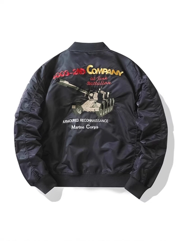 Chaqueta Bomber Militar para Hombre Nylon Piloto de Aviación Bordado Tanque Marine Corps MA-1 Ropa de Abrigo Resistente al Viento Casual Varsity