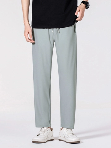 Pantaloni Casual in Raso di Ghiaccio da Uomo Asciugatura Rapida Nylon Elastan Vita Elastica Coulisse Jogger Traspiranti Rinfrescanti Gamba Dritta