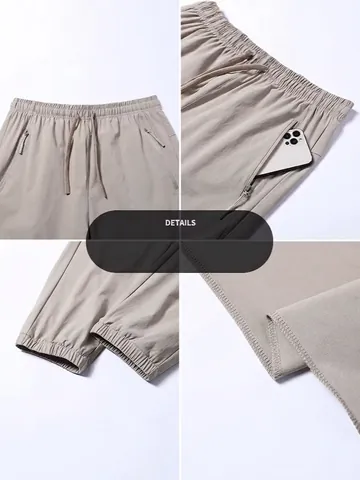 Pantaloni Joggers Uomo in Raso di Ghiaccio Estivi Asciugatura Rapida Rinfrescanti Larghi Elastici con Tasche
