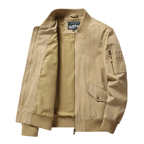 Ανδρικό Casual Βαμβακερό Μπουφάν Bomber Χαλαρή Εφαρμογή Cargo Μπουφάν Πτήσης Με Πλεκτό Τελείωμα Αντιανεμικό Παλτό Για Άνδρες