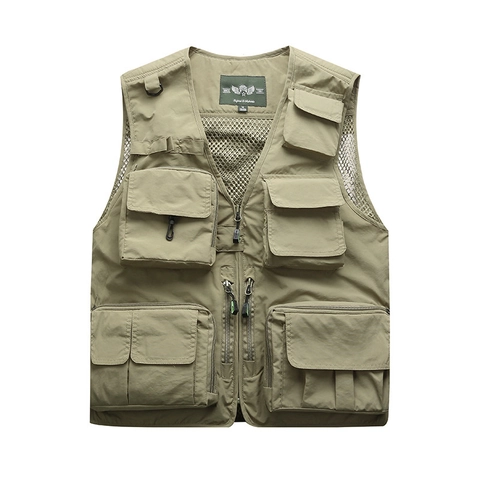 Gilet da Pesca All'aperto da Uomo con Tasche Multiple in Nylon Mesh Traspirante Gilet da Fotografia Giacca Senza Maniche Funzionale Casual