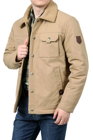 Giacca da Lavoro da Uomo con Colletto in Sherpa Fodera in Pile Ispessita Cappotto Cargo in Cotone Caldo Invernale Casual Antivento