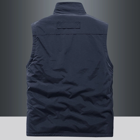 Herren Wendbar Fleece Weste Outdoor Workwear Ärmellose Jacke Stehkragen Reißverschluss Weste Warm Multi Taschen Lässig Oberbekleidung