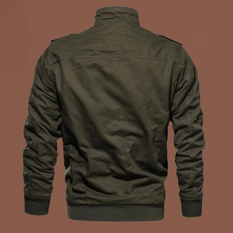 Herren Militärisches Cargo Jacke Baumwolle Gewaschen Stehkragen Mehrfachtaschen Taktisch Pilot Mantel Armee Stil Winddicht