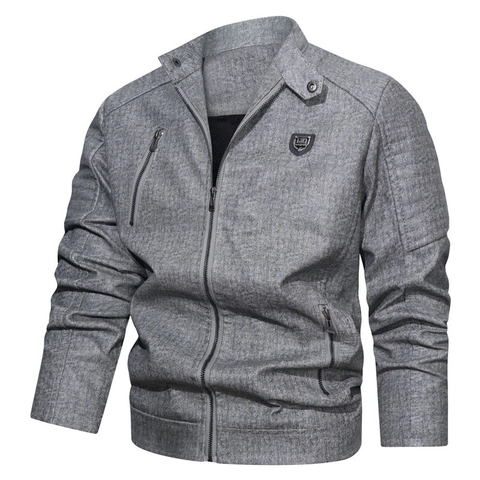 Giacca da Uomo in Pelle PU Retrò Moda Urbana Colletto in Piedi Motociclista Taglie Forti Casual Antivento Cappotto