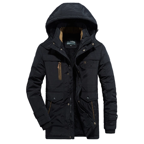Herren Winter Parka Jacke Verdicktes Fleecefutter Mit Kapuze Outdoor Warm Winddicht Baumwollmantel Übergröße Lässig Jacke