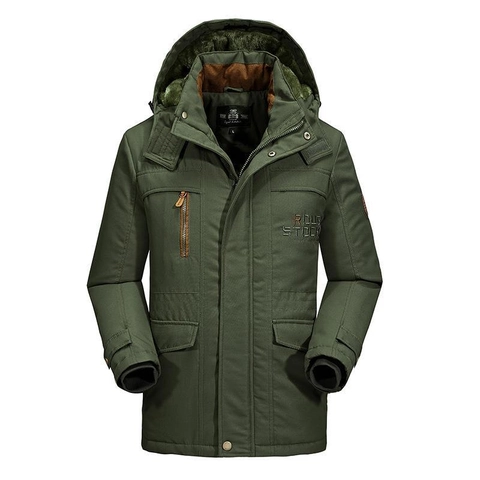 Giacca Parka da Uomo Foderata in Pile Spesso Antivento Con Cappuccio Invernale Caldo Cappotto Casual Largo Taglie Forti