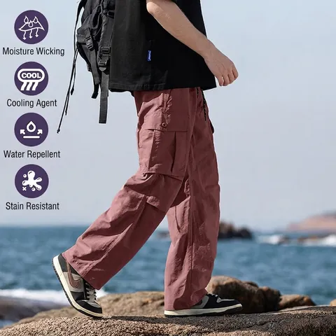 Women Waterproof Cargo Pants Lightweight Quick Dry Nylon Outdoor Hiking Trousers Multi Pockets Loose Fit Casual Streetwear For All Seasons