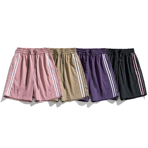 Damen Schnelltrocknende Nylon Sport Shorts Wasserdicht Drei Streifen Design Outdoor Laufen Casual Sommer Trendy Lose Gym Shorts