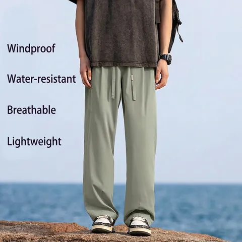 Pantalones Casuales para Hombre Estilo Montaña Pierna Ancha Rectos a Prueba de Viento Repelentes al Agua Ligeros