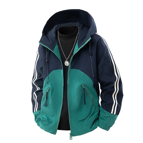 Heren Kapjack Patchwork Polyester Winddicht Outdoor Mantel Lente Herfst Sportkleding Contraststrepen Windjack