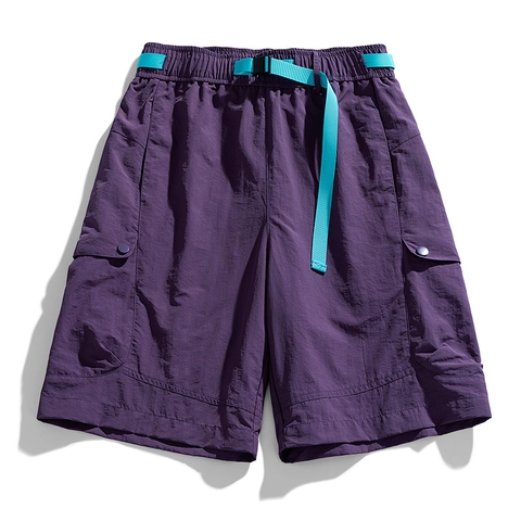Pantalones Cortos Cargo Urban Outdoor para Hombre 100% Nailon Repelente al Agua Secado Rápido Ligeros Casual Con Cinturón de Contraste