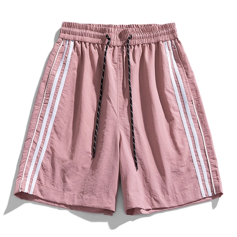 Damen Casual Sport Shorts Nylon Schnelltrocknend Wasserdicht Seitenstreifen Kordelzug Elastische Taille Outdoor Sport Hosen
