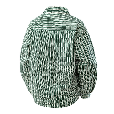 Camicia a Maniche Lunghe a Spina di Pesce da Uomo 100 Percento Cotone Denim Jacquard Casual Revers Bottoni Giacca Larga Unisex