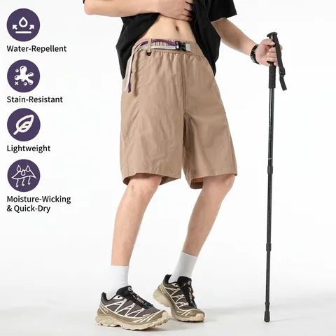 Pantalones Cortos de Exterior para Hombre de Secado Rápido 100% Nailon Hidrófugo Pantalón Cargo Funcional Urbano Con Cinturón Ajustable