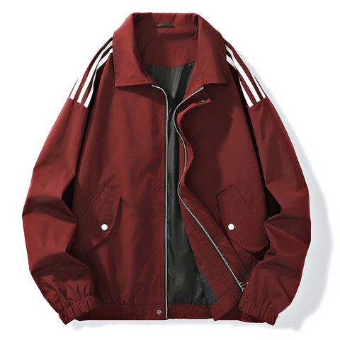 Chaqueta Deportiva Casual para Hombre Con Diseño de Tres Rayas Poliéster Resistente al Viento Cremallera Abrigo
